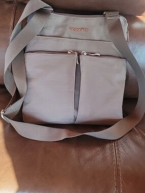 Baggallini Taupe/Nude Crossbody Organizer with Dual Front Zips